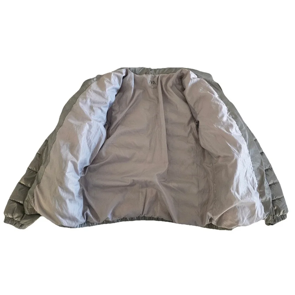 Zara‎ Puffer Jacket Kids Girls M 10 Silver Insulated Quilted